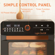 20L Mini Air Fryer Oven With 16 Cooking Presets And Timer For Countertop Use Black