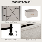 Cream White Fabric Chest of Drawers with 5 Storage Drawers and Wooden Top by HOMCOM