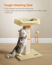 Tall Cat Scratching Post 71 cm with Woven Sisal in Beige for Indoor Cats by Feandrea