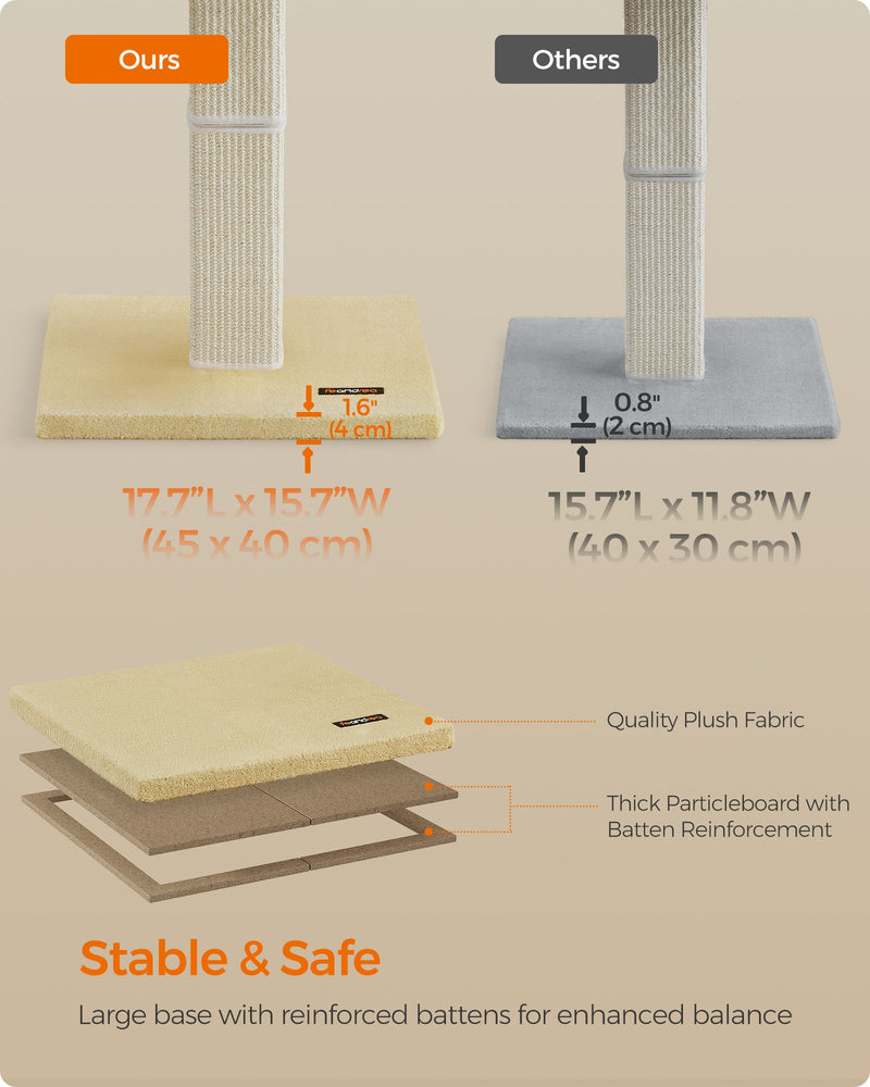 Tall Cat Scratching Post 71 cm with Woven Sisal in Beige for Indoor Cats by Feandrea