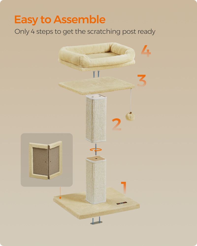 Tall Cat Scratching Post 71 cm with Woven Sisal in Beige for Indoor Cats by Feandrea