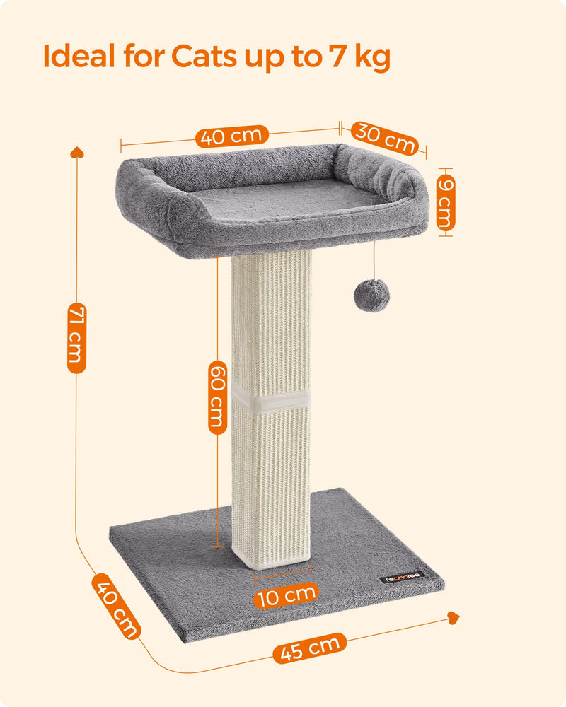 Tall Cat Scratching Post with Sisal Rope and Sturdy Base for Indoor Cats by Feandrea