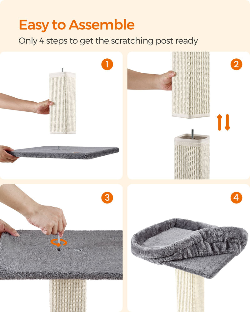 Tall Cat Scratching Post with Sisal Rope and Sturdy Base for Indoor Cats by Feandrea