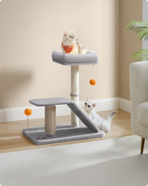 Light Grey Cat Scratching Post with Bed and Climbing Platform for Indoor Cats by Feandrea