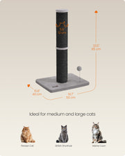 Tall Cat Scratching Post 85 cm for Medium and Large Cats in Ink Black by Feandrea