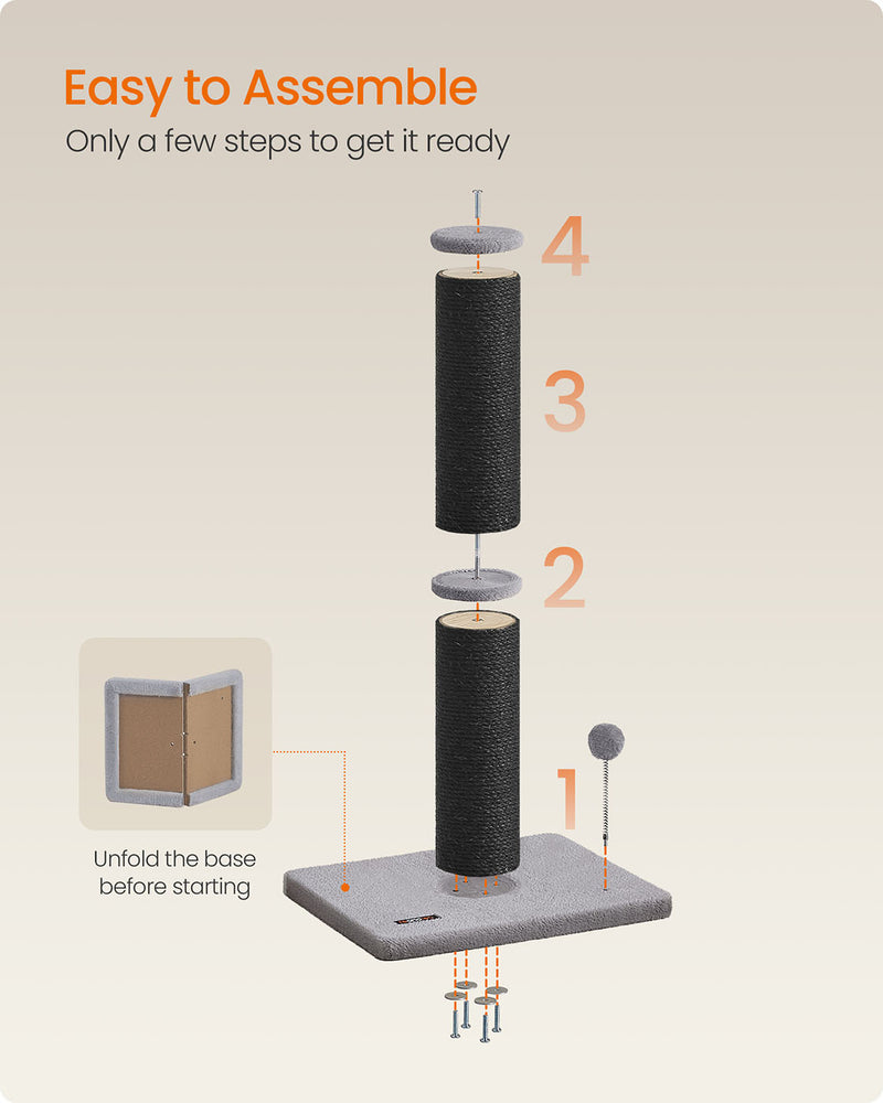 Tall Cat Scratching Post 85 cm for Medium and Large Cats in Ink Black by Feandrea