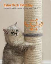 Tall Cat Scratching Post 85 cm with Spring Pompom in Dove Grey for Indoor Cats by Feandrea