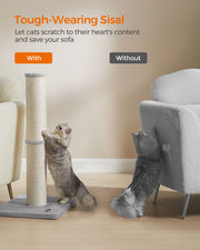 Tall Cat Scratching Post 85 cm with Spring Pompom in Dove Grey for Indoor Cats by Feandrea