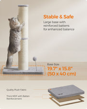Tall Cat Scratching Post 85 cm with Spring Pompom in Dove Grey for Indoor Cats by Feandrea