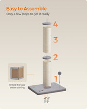 Tall Cat Scratching Post 85 cm with Spring Pompom in Dove Grey for Indoor Cats by Feandrea