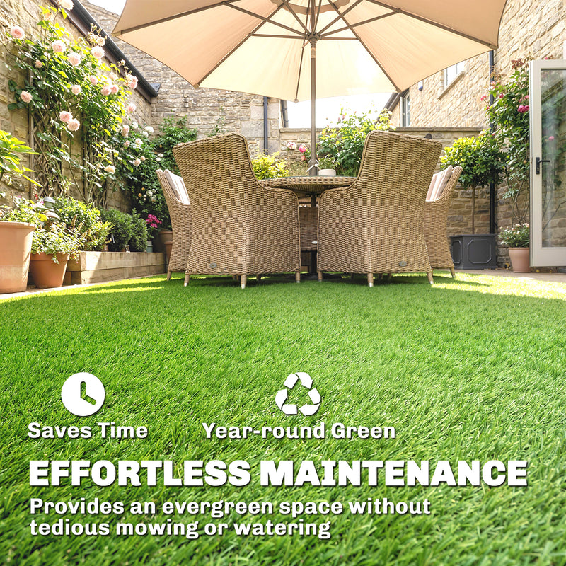 Artificial Grass Roll for Low Maintenance Garden or Patio All Weather Soft Green AOSOM