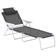 Charcoal Grey Foldable Lounge Chair with Adjustable Backrest and Headrest by Outsunny