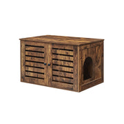 Rustic Brown Cat Litter Box Enclosure with Removable Divider and Hidden Storage by Feandrea