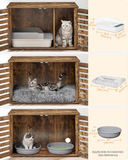 Rustic Brown Cat Litter Box Enclosure with Removable Divider and Hidden Storage by Feandrea