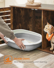 Rustic Brown Cat Litter Box Enclosure with Removable Divider and Hidden Storage by Feandrea