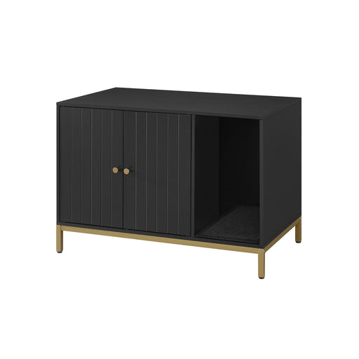 Black Cat Litter Box Enclosure with Scratching Mat Stylish Hidden Design by Feandrea