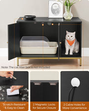 Black Cat Litter Box Enclosure with Scratching Mat Stylish Hidden Design by Feandrea