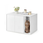 White Wooden Cat Litter Box Enclosure with Fast Tool Free Assembly by Songmics Home