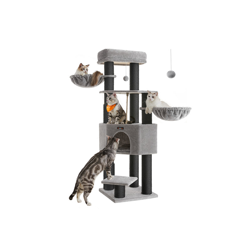 Heavy Duty Cat Tower with Self Warming Pads Groomers and 9 Scratching Posts by Feandrea