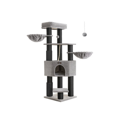 Heavy Duty Cat Tower with Self Warming Pads Groomers and 9 Scratching Posts by Feandrea