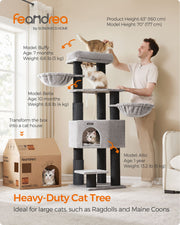 Heavy Duty Cat Tower with Self Warming Pads Groomers and 9 Scratching Posts by Feandrea