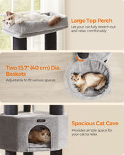 Heavy Duty Cat Tower with Self Warming Pads Groomers and 9 Scratching Posts by Feandrea