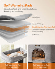 Heavy Duty Cat Tower with Self Warming Pads Groomers and 9 Scratching Posts by Feandrea