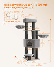 Heavy Duty Cat Tower with Self Warming Pads Groomers and 9 Scratching Posts by Feandrea