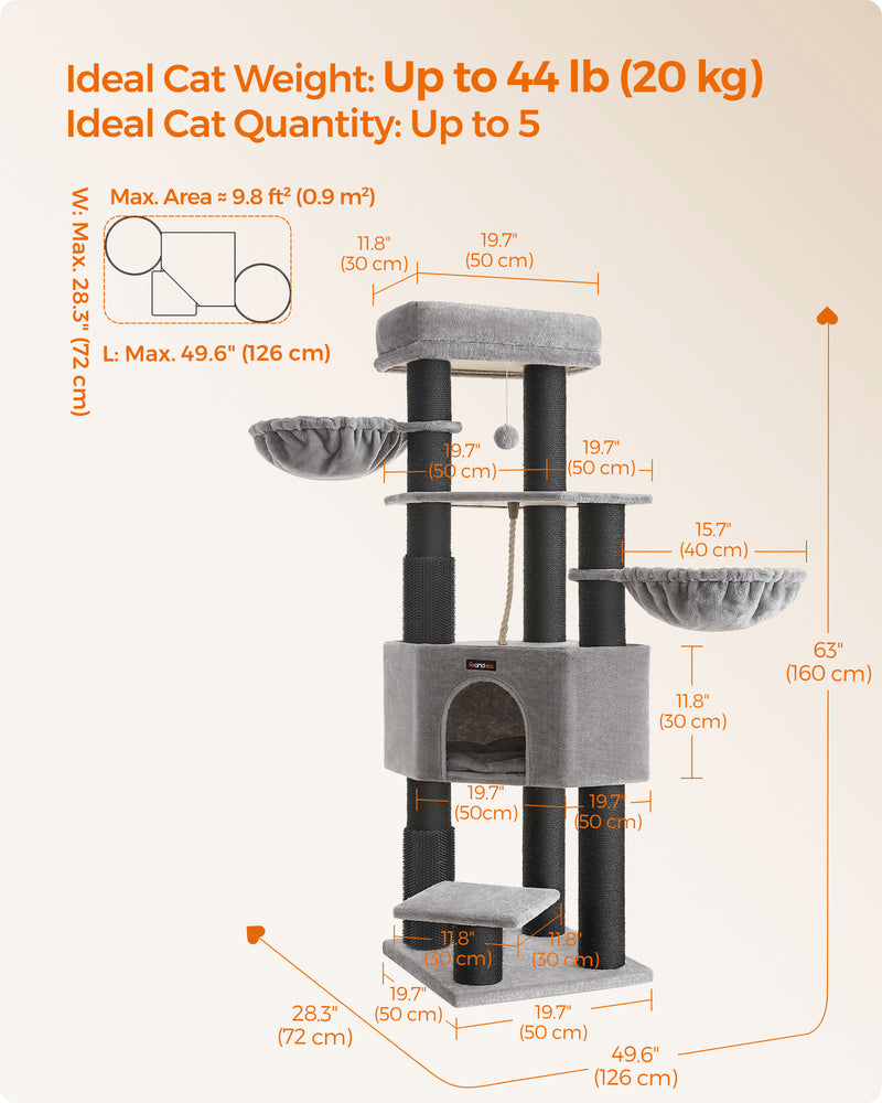 Heavy Duty Cat Tower with Self Warming Pads Groomers and 9 Scratching Posts by Feandrea
