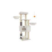 Cream Beige Cat Tree for Large Cats with Multi Level Platforms and Scratching Posts by Feandrea