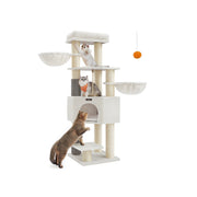 Cream Beige Cat Tree for Large Cats with Multi Level Platforms and Scratching Posts by Feandrea