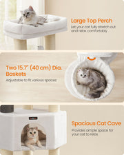 Cream Beige Cat Tree for Large Cats with Multi Level Platforms and Scratching Posts by Feandrea