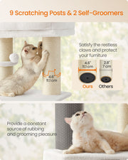 Cream Beige Cat Tree for Large Cats with Multi Level Platforms and Scratching Posts by Feandrea