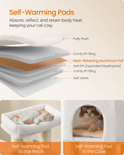 Cream Beige Cat Tree for Large Cats with Multi Level Platforms and Scratching Posts by Feandrea