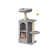 Light Grey Cat Tree Tower with Two Caves for Multiple Cats and Climbing Fun by Feandrea