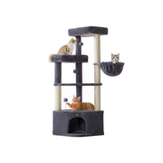 Feandrea large cat tree tower in dark grey, studio shot of the full tower