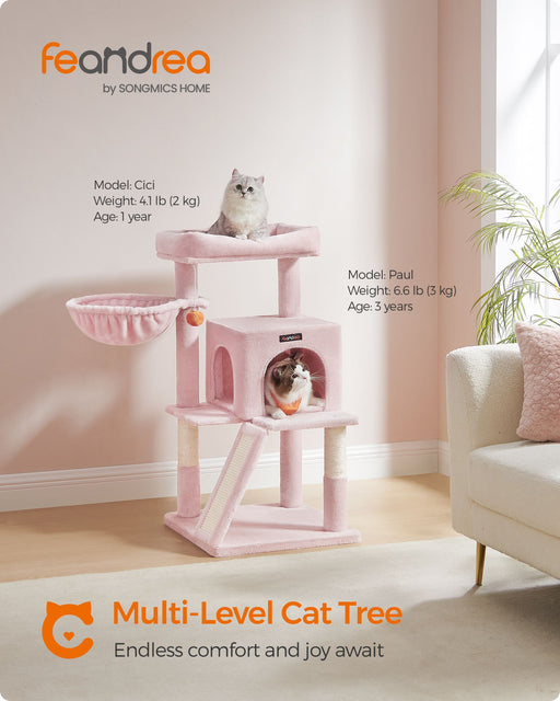 Jelly Pink Cat Tree with Extra Wide Perch for Large Cats Soft and Sturdy by Feandrea