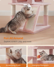Jelly Pink Cat Tree with Extra Wide Perch for Large Cats Soft and Sturdy by Feandrea
