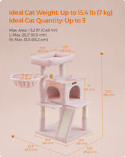 Jelly Pink Cat Tree with Extra Wide Perch for Large Cats Soft and Sturdy by Feandrea