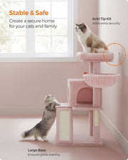 Jelly Pink Cat Tree with Extra Wide Perch for Large Cats Soft and Sturdy by Feandrea