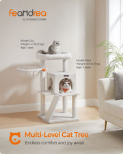 Cream White Cat Tree with Extra Wide Perch for Large Cats Stable and Cosy by Feandrea