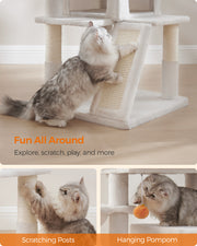 Cream White Cat Tree with Extra Wide Perch for Large Cats Stable and Cosy by Feandrea