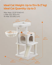 Cream White Cat Tree with Extra Wide Perch for Large Cats Stable and Cosy by Feandrea