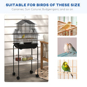 Tall Metal Bird Cage with Swing Perch and Tray for Budgies Finches Canaries, Black