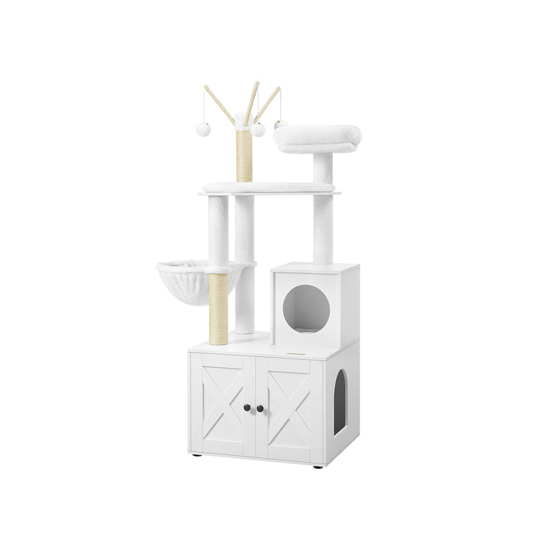 Cloud White Cat Tree with Litter Box and Scratching Posts for Indoor Cats by Feandrea