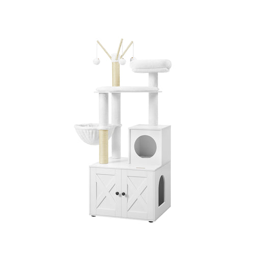 Cloud White Cat Tree with Litter Box and Scratching Posts for Indoor Cats by Feandrea
