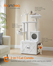 Cloud White Cat Tree with Litter Box and Scratching Posts for Indoor Cats by Feandrea