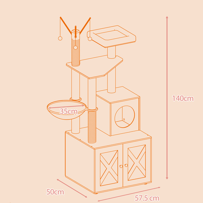 Modern Cat Tree Tower with Hidden Litter Box Enclosure and Scratching Posts by Feandrea