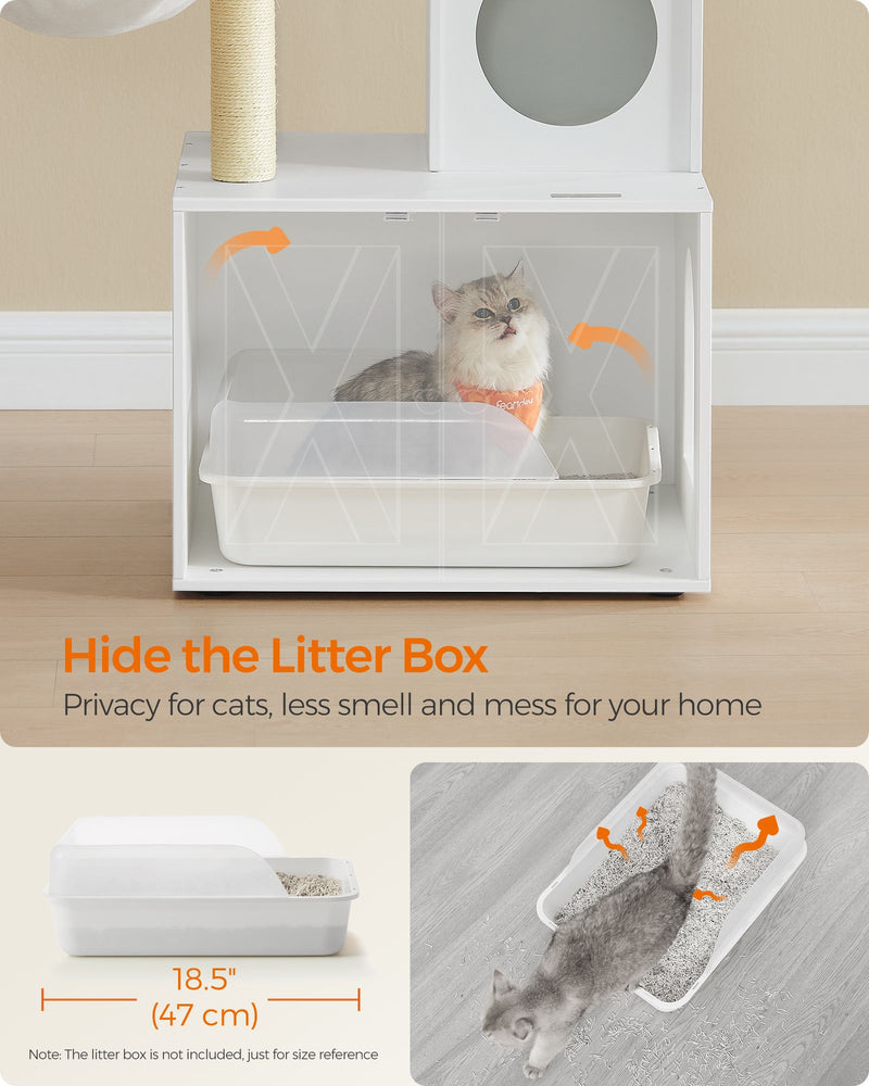 Cloud White Cat Tree with Litter Box and Scratching Posts for Indoor Cats by Feandrea