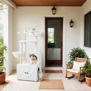 Modern Cat Tree Tower with Hidden Litter Box Enclosure and Scratching Posts by Feandrea